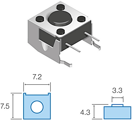 Pulsador DC 4,75mm – 15V – 20mA
